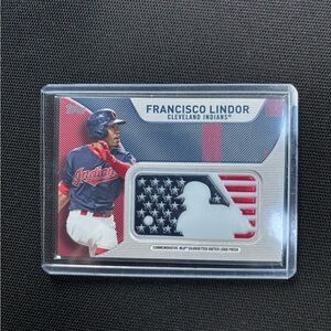 SUPER RARE FRANCISCO LINDOR INDEPENDENCE DAY MLB SWINGMAN TOPPS BASEBALLL CARD